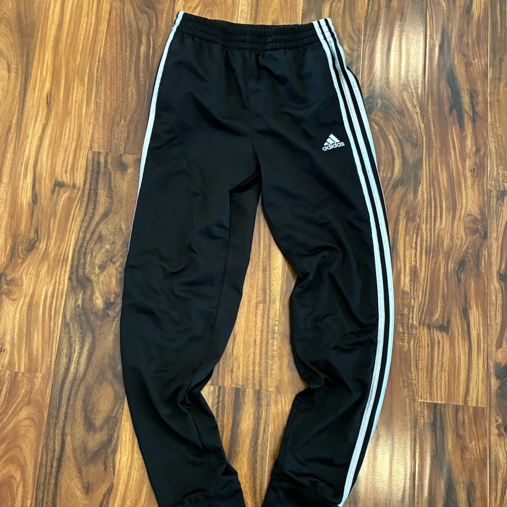 Adidas Youth 3-Stripe Tricot Jogger Pants - Black/White - Size‎ Large (14/16)